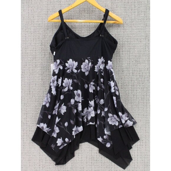 Kate Kasin Swimsuit Womens XL Black V-Neck Irregular Hem Dress & Briefs Camkini - Picture 5 of 7